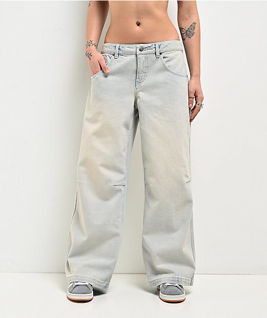 Empyre Extent Light Blue Wash Mid Rise Wide Leg Jeans