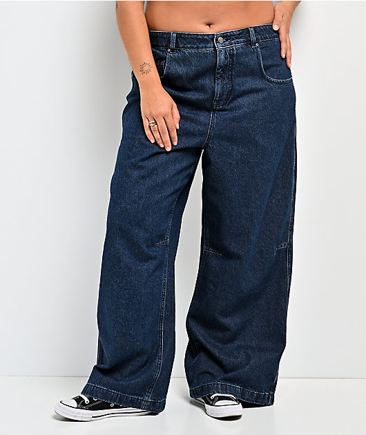 Empyre Extent Medium Blue Wash Mid Rise Wide Leg Jeans