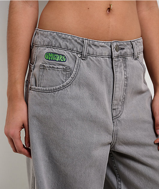 Empyre Extent Pockies Grey Mid Rise Wide Leg Jeans