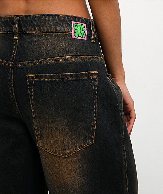 Empyre Extent Sunset Brown Wash Mid Rise Wide Leg Jeans
