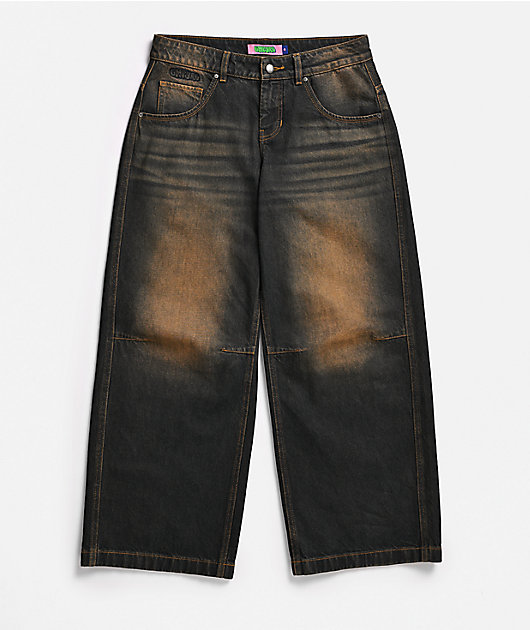 Empyre Extent Sunset Brown Wash Mid Rise Wide Leg Jeans