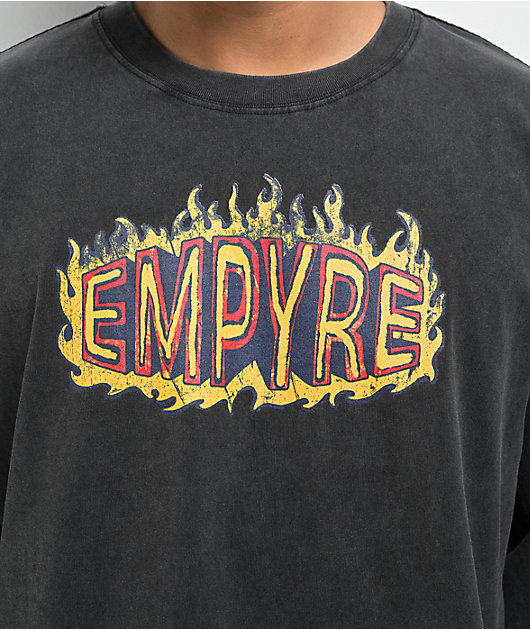Empyre Flame Thrower Black Wash Long Sleeve T-Shirt
