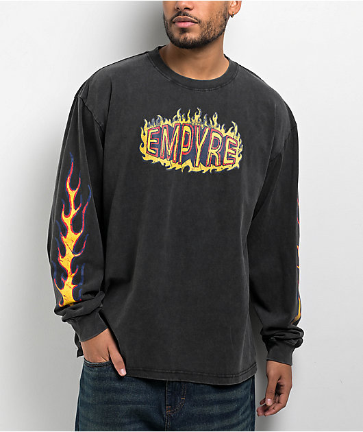 Empyre Flame Thrower Black Wash Long Sleeve T-Shirt | Zumiez