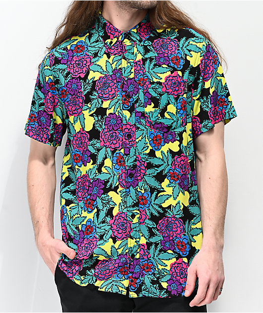 Printed short sleeve sale button down