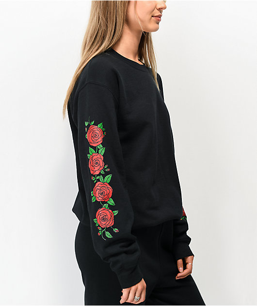 Empyre Frediana With Roses sudadera negra con cuello redondo