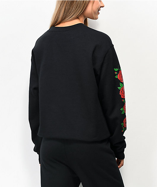 Empyre Frediana With Roses sudadera negra con cuello redondo