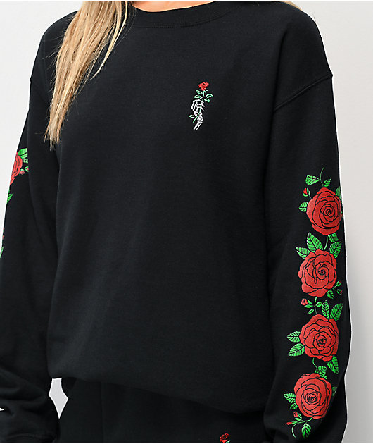 Empyre Frediana With Roses sudadera negra con cuello redondo
