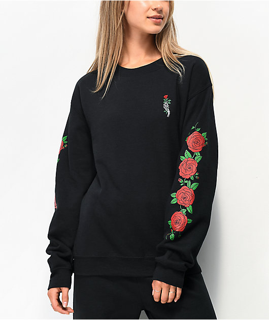 Empyre Frediana With Roses sudadera negra con cuello redondo