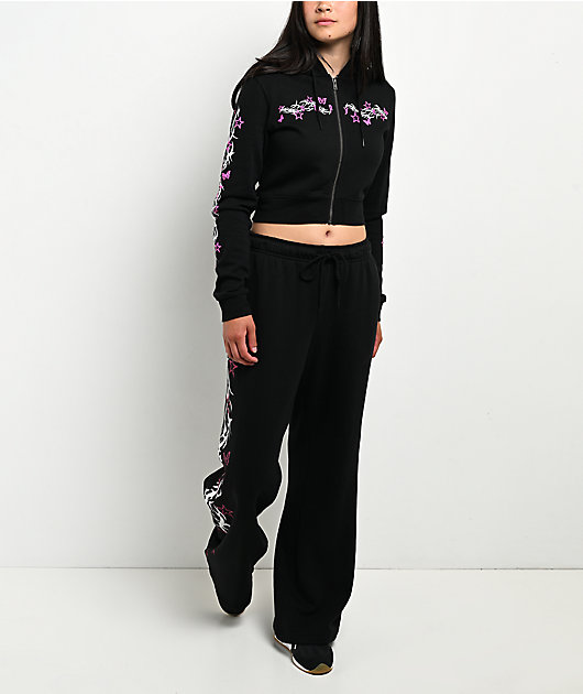 Empyre Girl At A Concert Black Crop Zip Hoodie