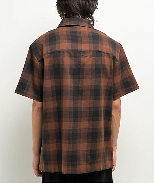Empyre Glen Brown & Black Plaid Quarter Zip Work Shirt | Zumiez