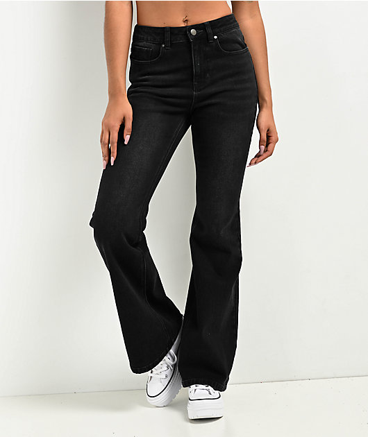 Empyre Glimmer Ozzy Black Wash Mid Rise Flare Jeans | Zumiez