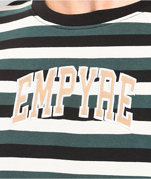 Empyre Good Sport Camiseta de franjas verdes, negras y marrón