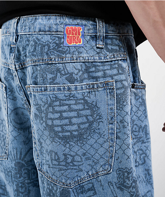 Empyre Graf Blue Ultra Wide Skate Jeans