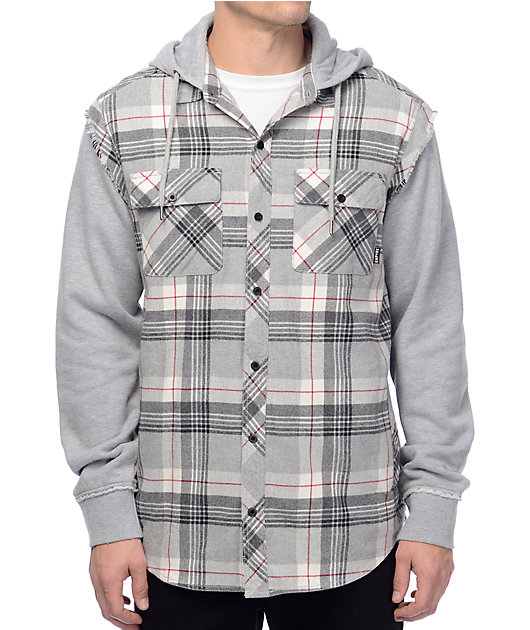 grey hooded flannel