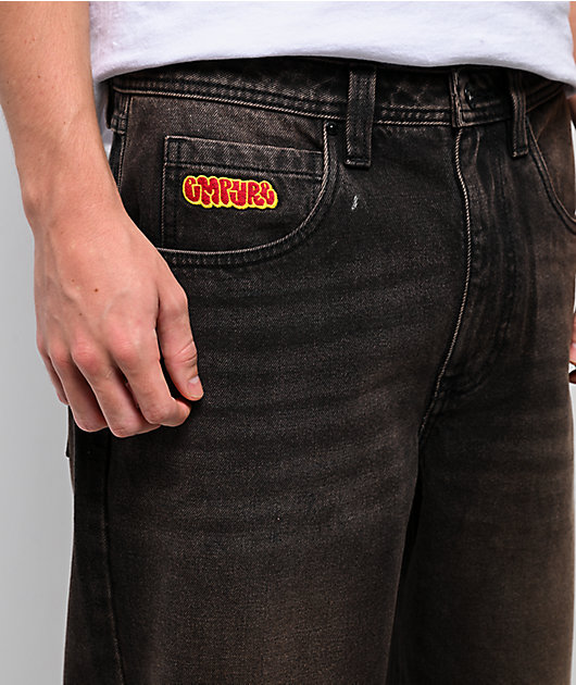 Empyre Grip Black & Brown Loose Fit Skate Jeans