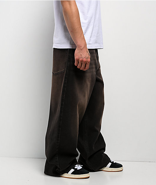 Empyre Grip Black & Brown Ultra Wide Skate Jeans