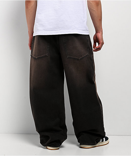 Empyre Grip Black & Brown Ultra Wide Skate Jeans
