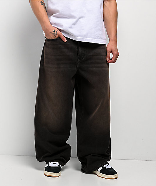 Empyre Grip Black & Brown Ultra Wide Skate Jeans