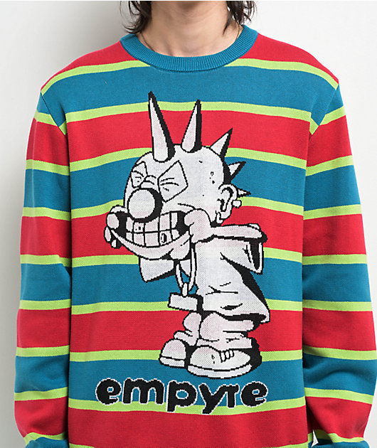 Empyre Grip Grem Red, Blue, & Green Stripe Sweater | Zumiez