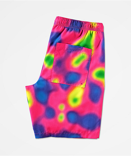 Empyre Grom Heat Map Pink & Green Elastic Waist Board Shorts