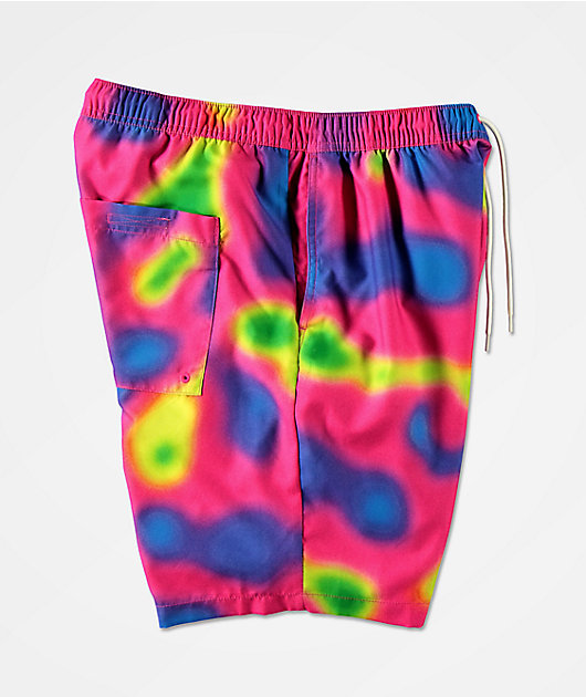 Empyre Grom Heat Map Pink & Green Elastic Waist Board Shorts