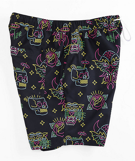 Empyre Grom Neon Lights & Black Board Shorts