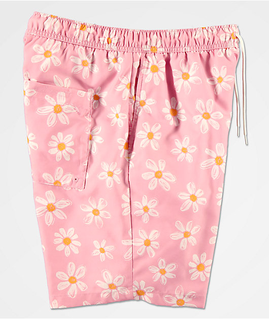 Empyre Grom Pink & Daisy Elastic Waist Board Shorts