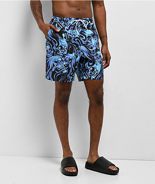 Empyre Grom Smokeshow Skulls Blue & Black Board Shorts