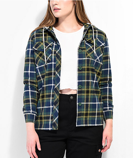 Empyre Holly Blue & Green Hooded Flannel Shirt