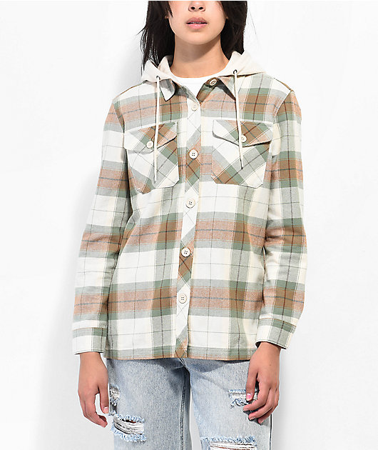 Empyre Holly Green & Grey Hooded Flannel Jacket