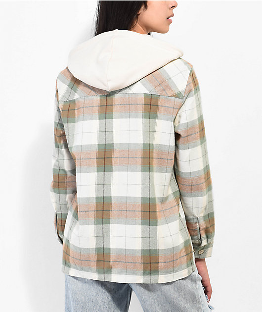 Empyre Holly Green Grey Hooded Flannel Jacket Zumiez