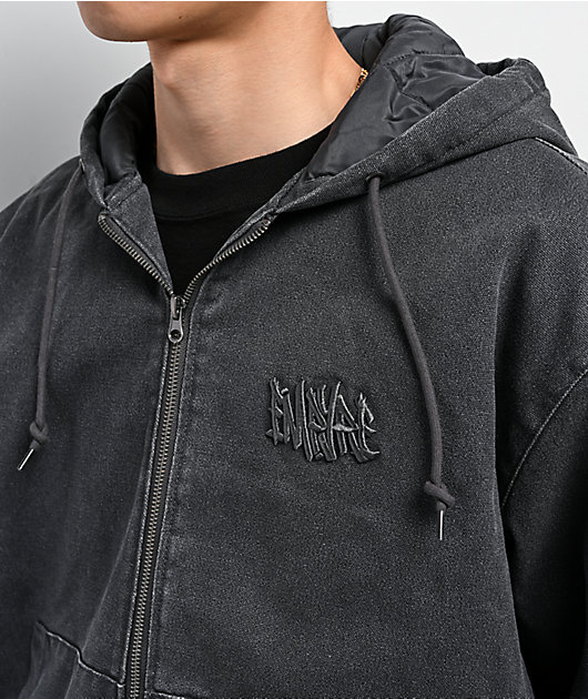 Empyre Hooded Black Wash Chore Jacket
