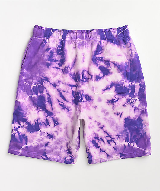 Ed Tigge atomar Empyre I Don't Care Purple Tie Dye Sweat Shorts