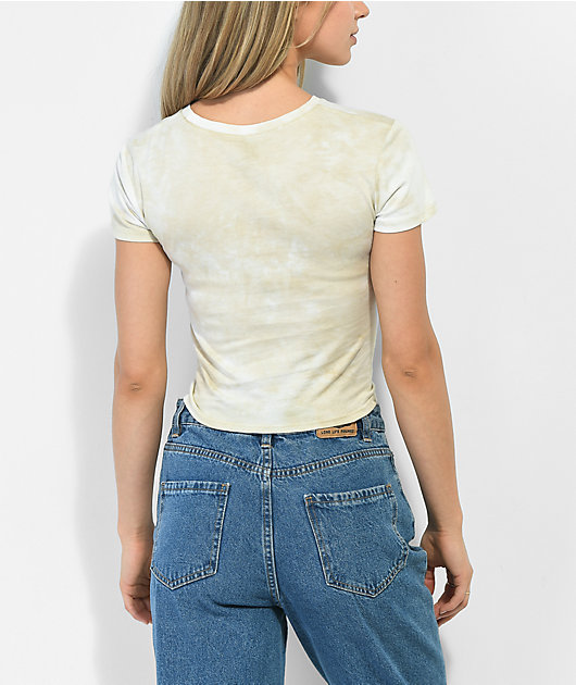 Empyre Ilaria Neutral Tie Dye Crop T-Shirt