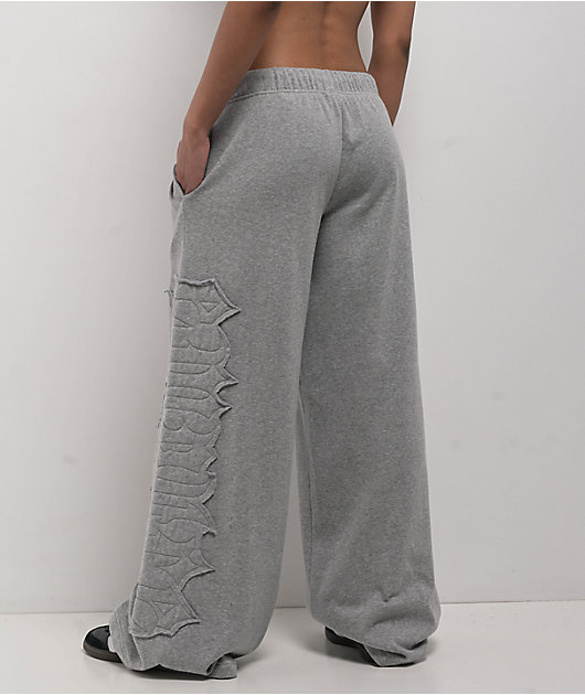 Empyre Jemma Applique Grey Oversized Wide Leg Sweatpants