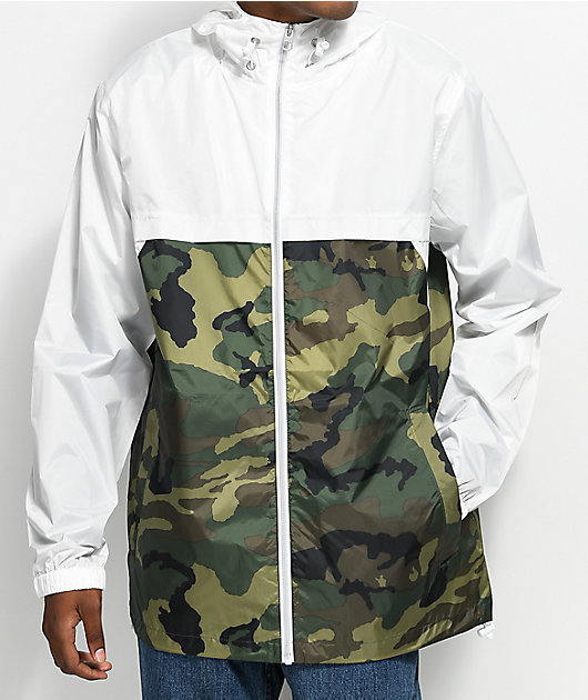white hooded windbreaker