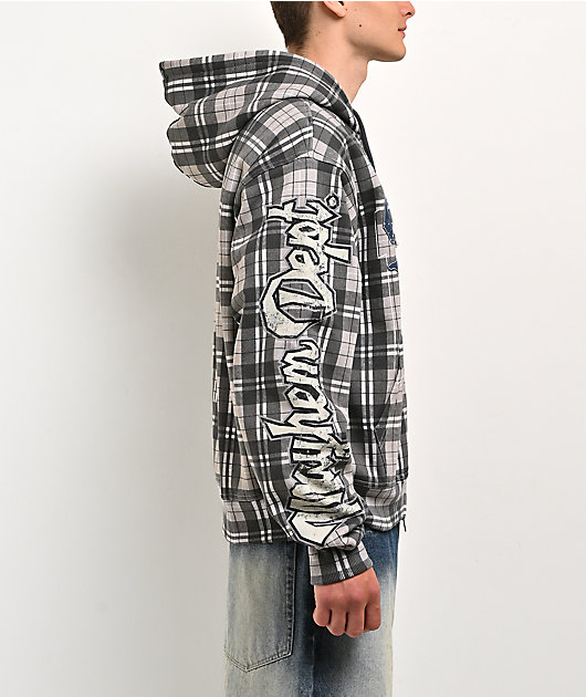 Empyre Jigsaw Grey Plaid Zip Hoodie