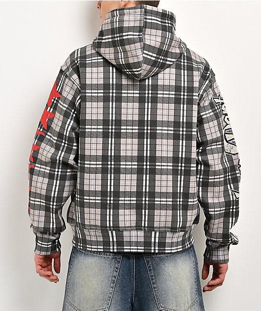 Empyre Jigsaw Grey Plaid Zip Hoodie
