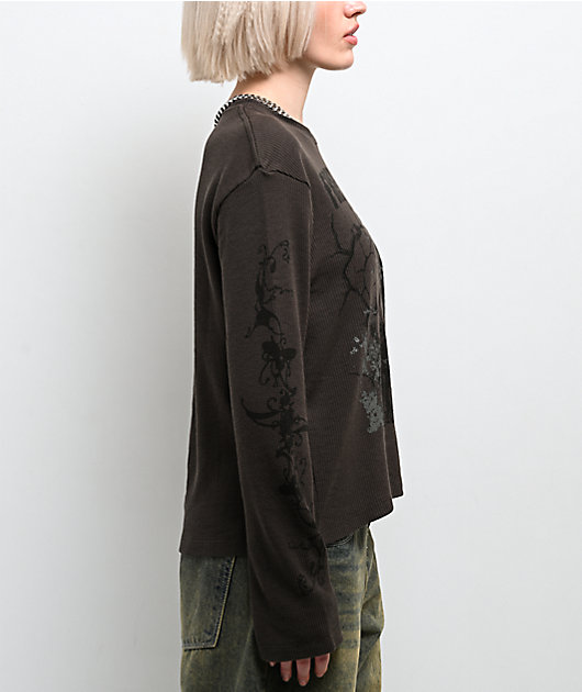 Empyre Jovie Grey Thermal Long Sleeve T-Shirt