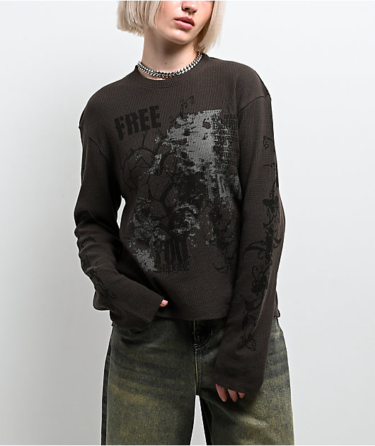 Empyre Jovie Grey Thermal Long Sleeve T-Shirt