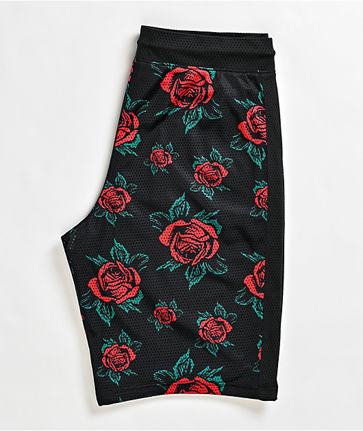 Empyre Juice Black & Rose Elastic Waist Walk Shorts