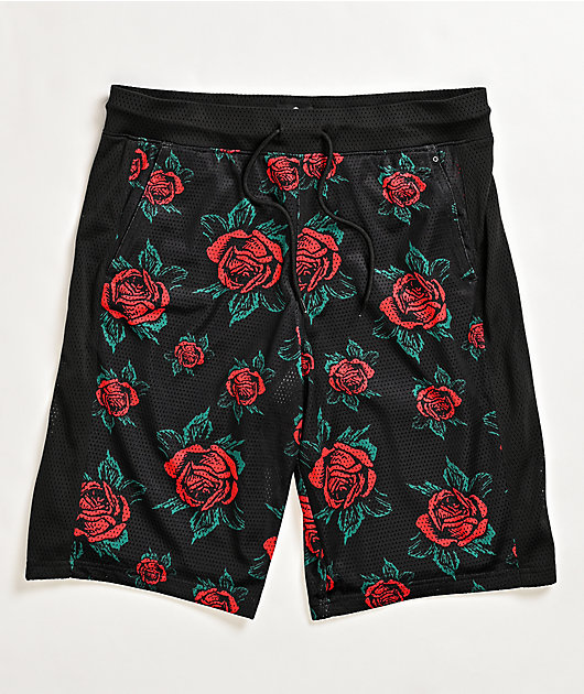 Empyre Juice Black & Rose Elastic Waist Walk Shorts