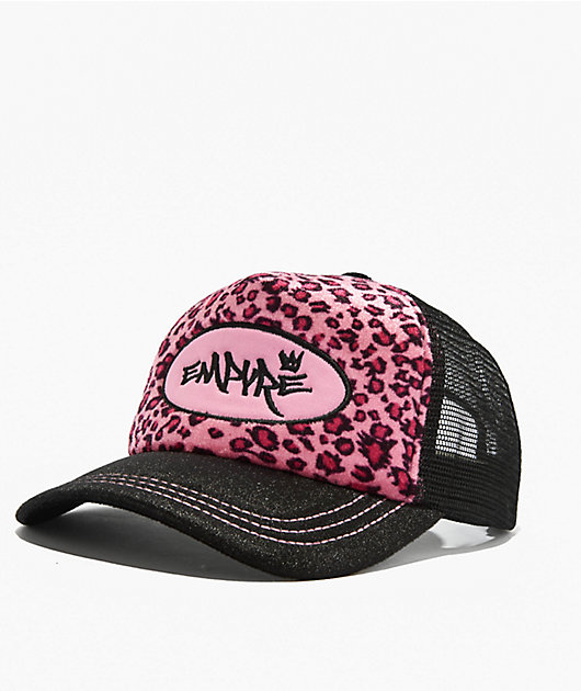 Empyre Jungle Black & Pink Velvet Trucker Hat