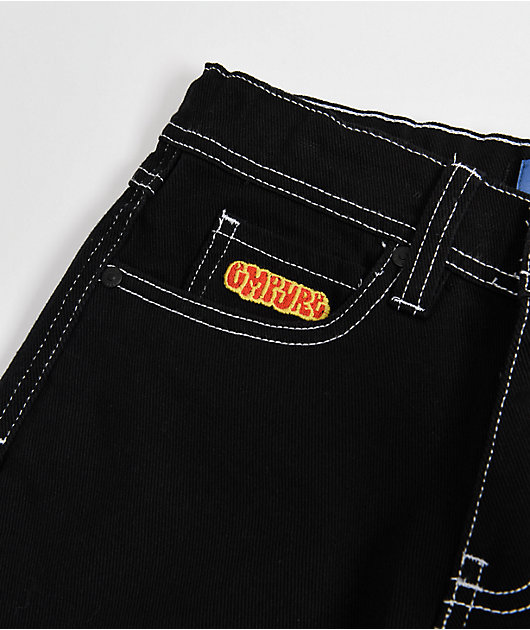 Empyre Kids Embroidered Loose Fit Black Denim Skate Jeans