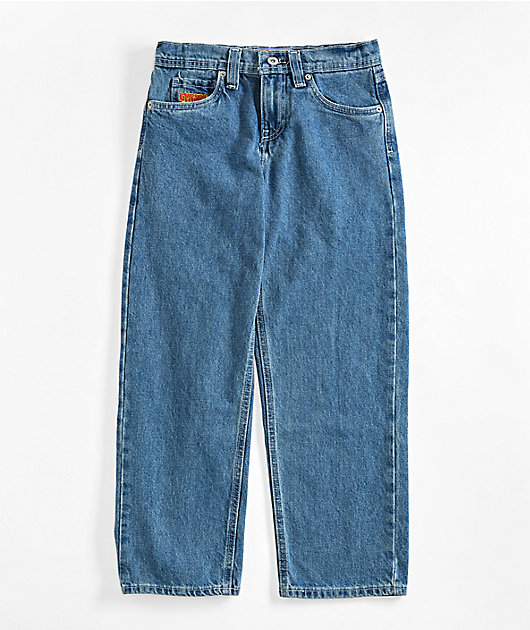 Empyre Kids Embroidered Loose Fit Blue Denim Skate Jeans