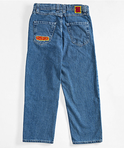 Empyre Kids Embroidered Loose Fit Blue Denim Skate Jeans