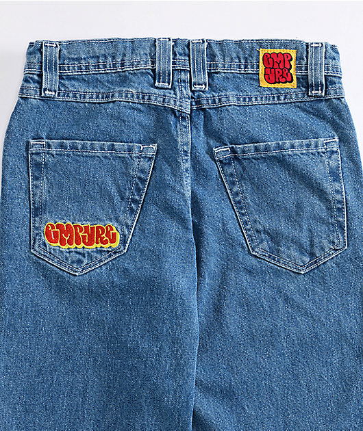 Empyre Kids Embroidered Loose Fit Blue Denim Skate Jeans