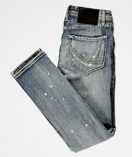 blue splatter jeans