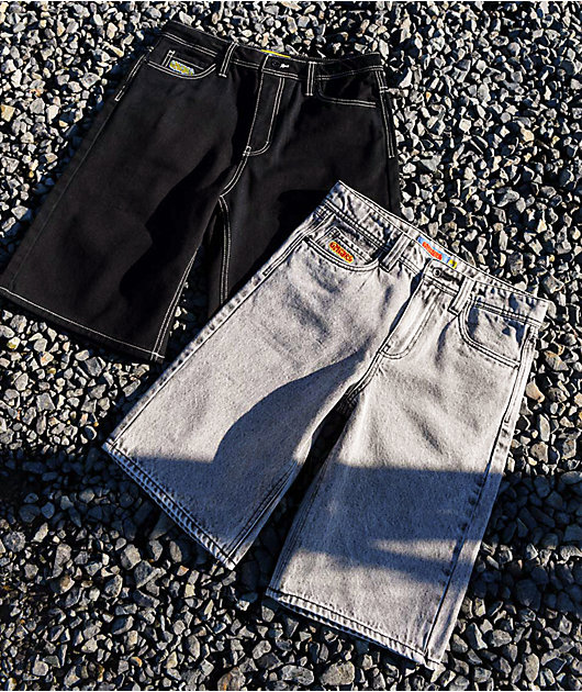 Empyre Kids Ultra Loose Embroidered Black Skate Shorts
