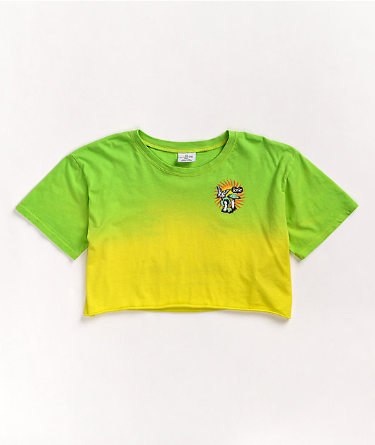 Empyre Kipsy Love Doesn't Cost Yellow & Green Ombre Crop T-Shirt